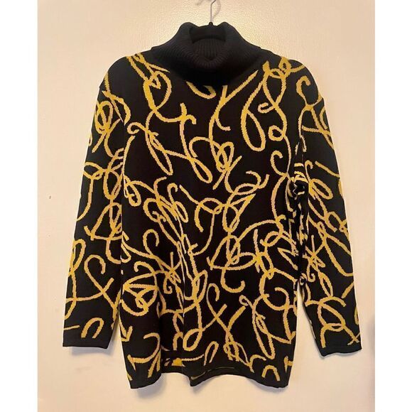 Rare vintage Monde 80’s graphic wool turtle neck size 40/L - Picture 1 of 11
